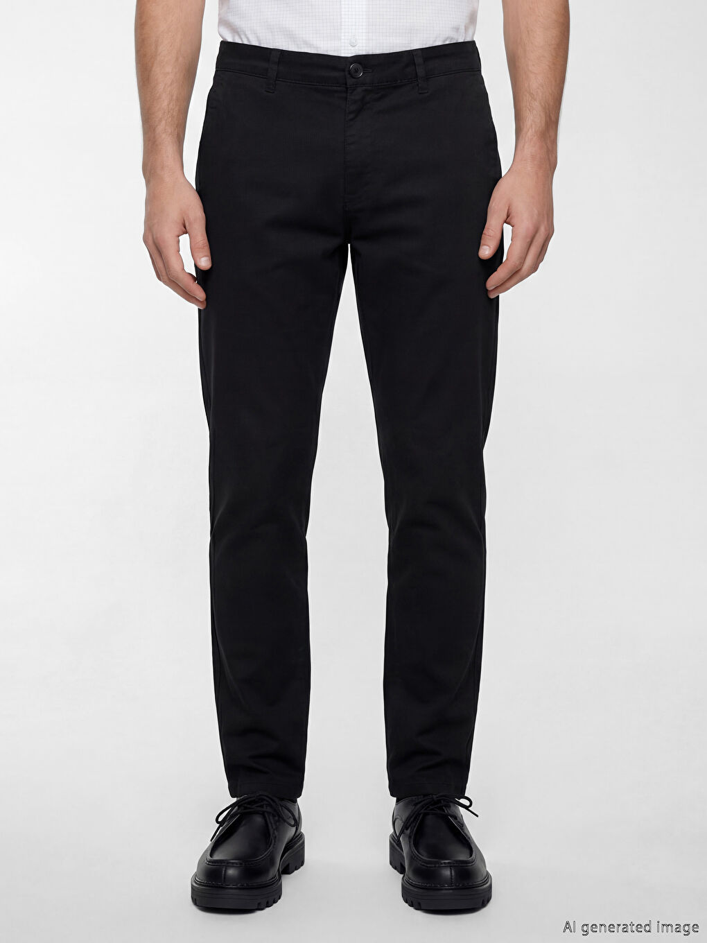 Siyah Ekstra Dar Kalıp Erkek Chino Pantolon-1