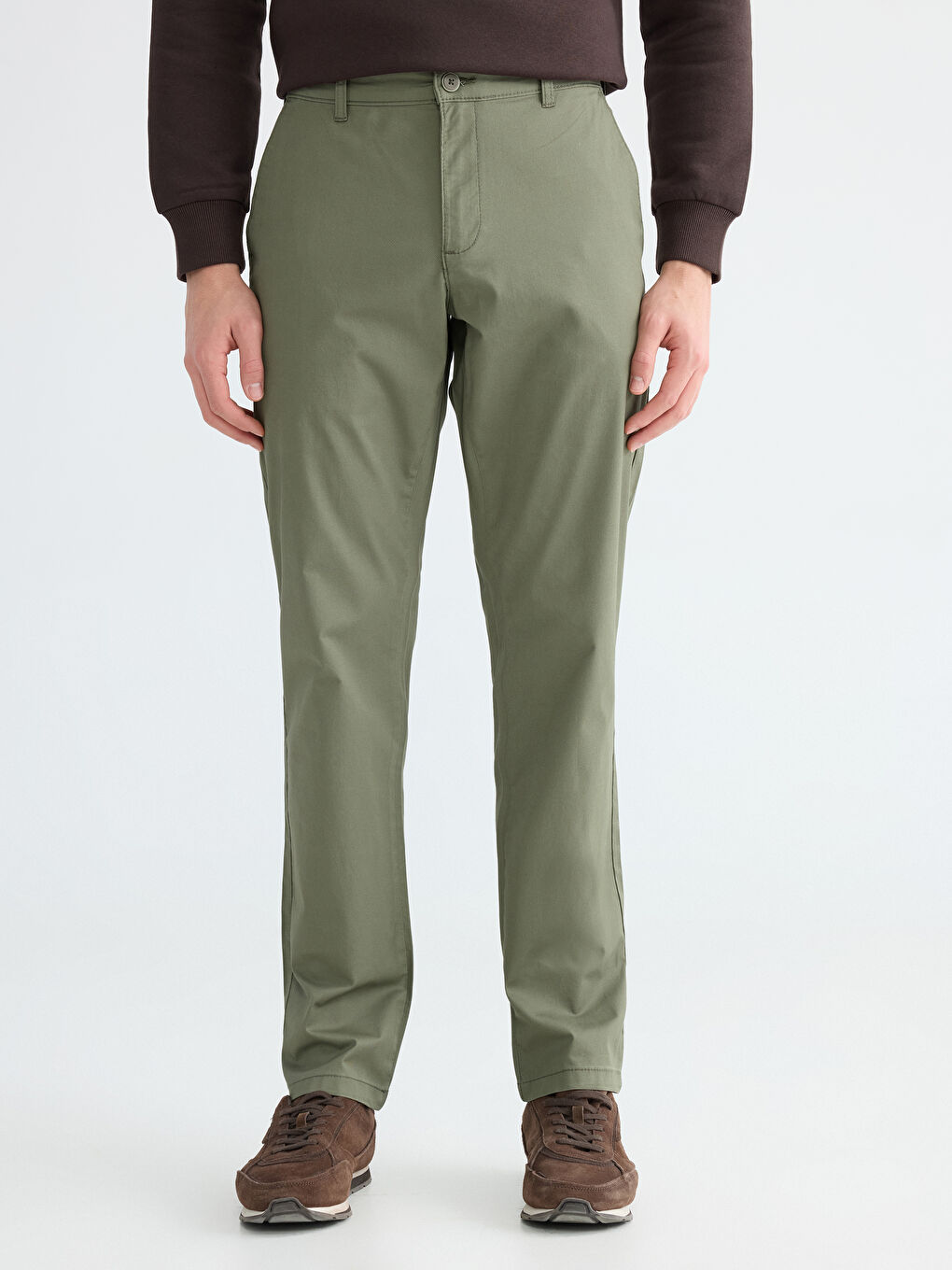 Haki Standart Kalıp Erkek Chino Pantolon-1