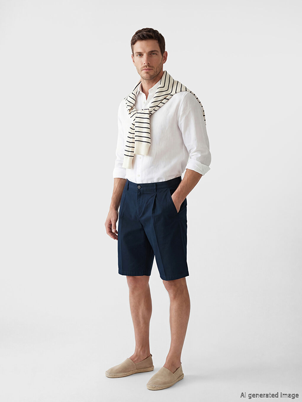 Lacivert Rahat Kalıp Gabardin Erkek Şort