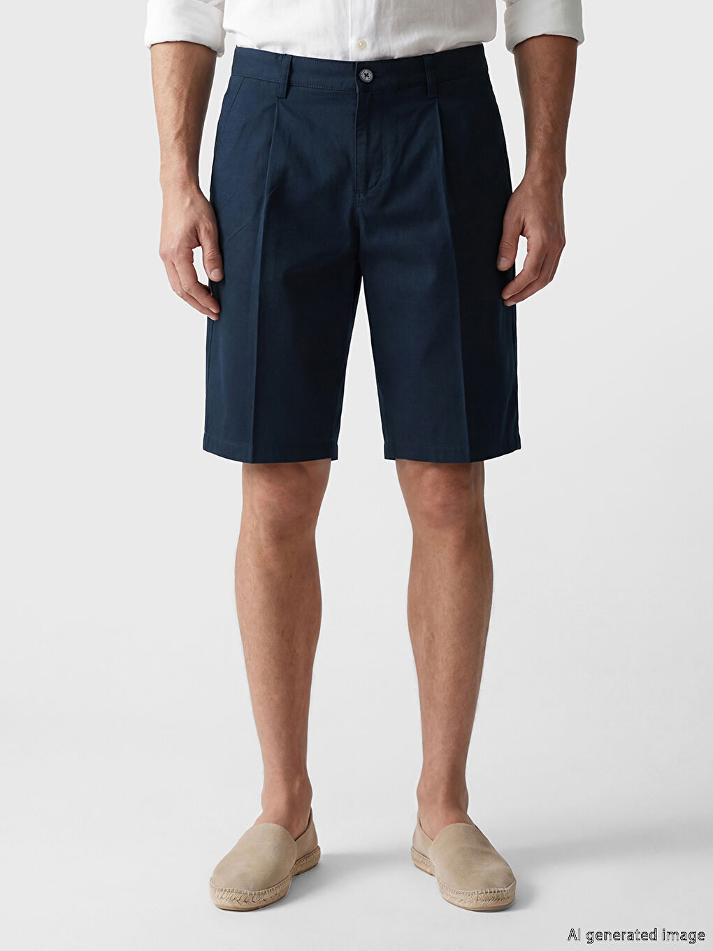 Lacivert Rahat Kalıp Gabardin Erkek Şort-1