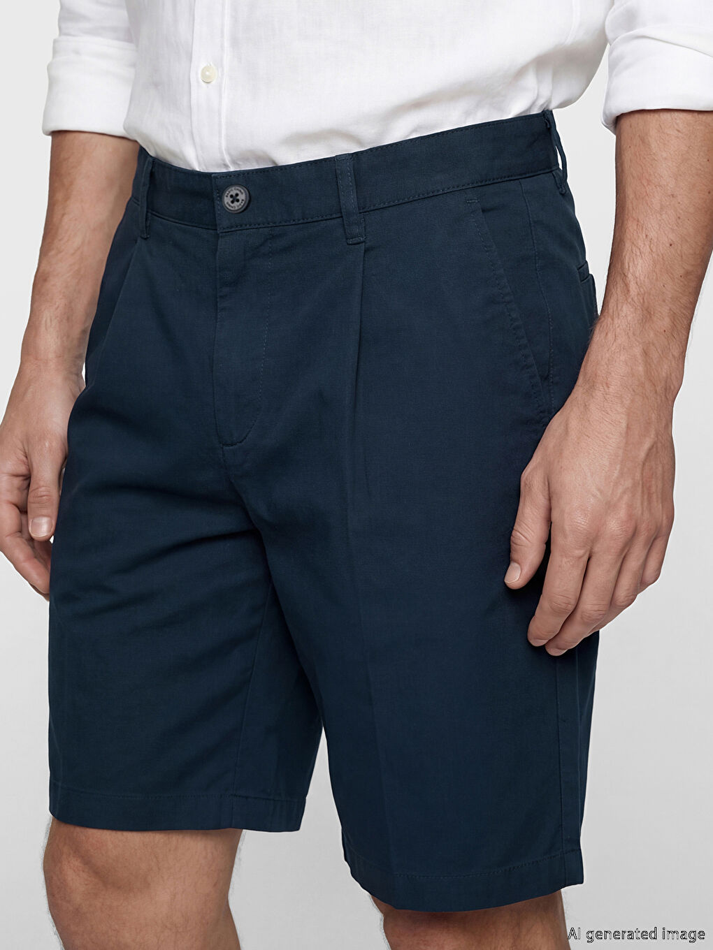 Lacivert Rahat Kalıp Gabardin Erkek Şort-2