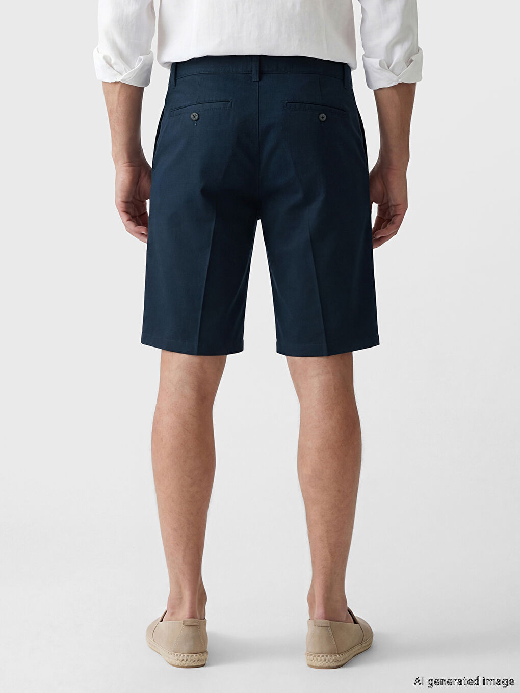 Lacivert Rahat Kalıp Gabardin Erkek Şort-3
