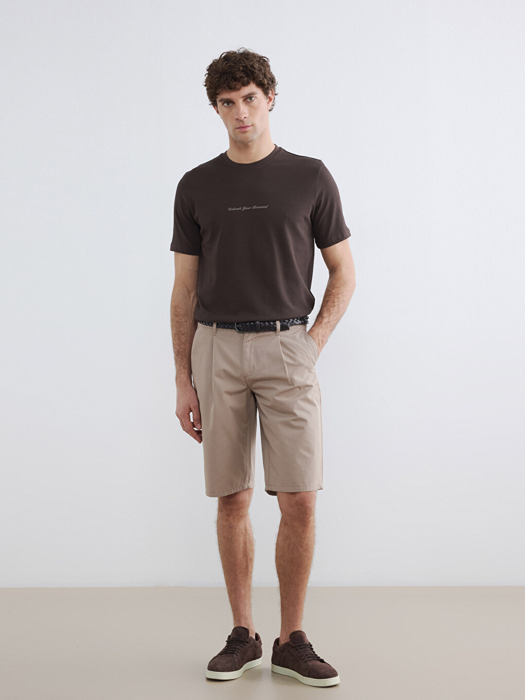 Relaxed Fit Gabardine Men's Shorts-1