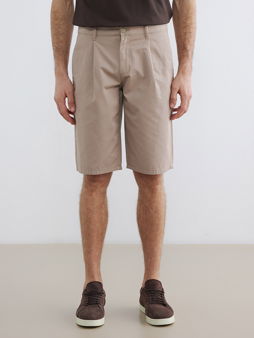 Relaxed Fit Gabardine Men's Shorts-2