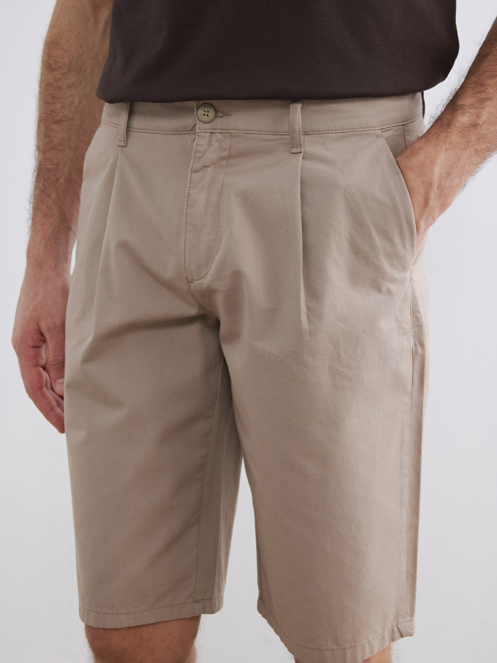 Relaxed Fit Gabardine Men's Shorts-3