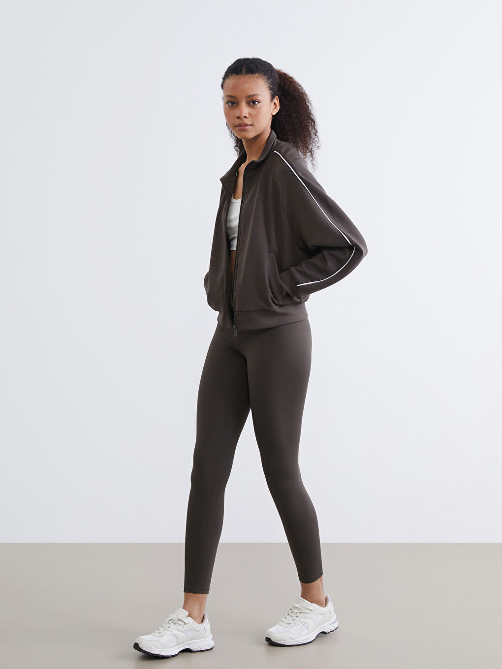 Women's High Neck Oversized Zip-Up Sweatshirt-1