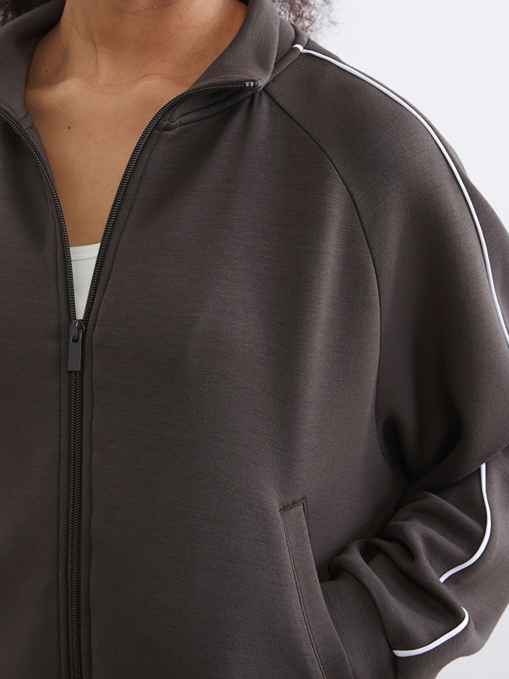 Women's High Neck Oversized Zip-Up Sweatshirt-2