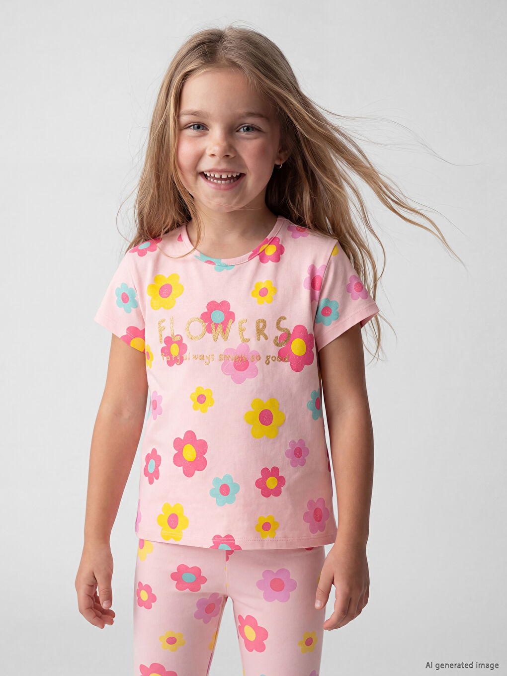 Μπλουζάκι από ζέρσεϊ με λουλουδάτο μοτίβο για κορίτσια-1