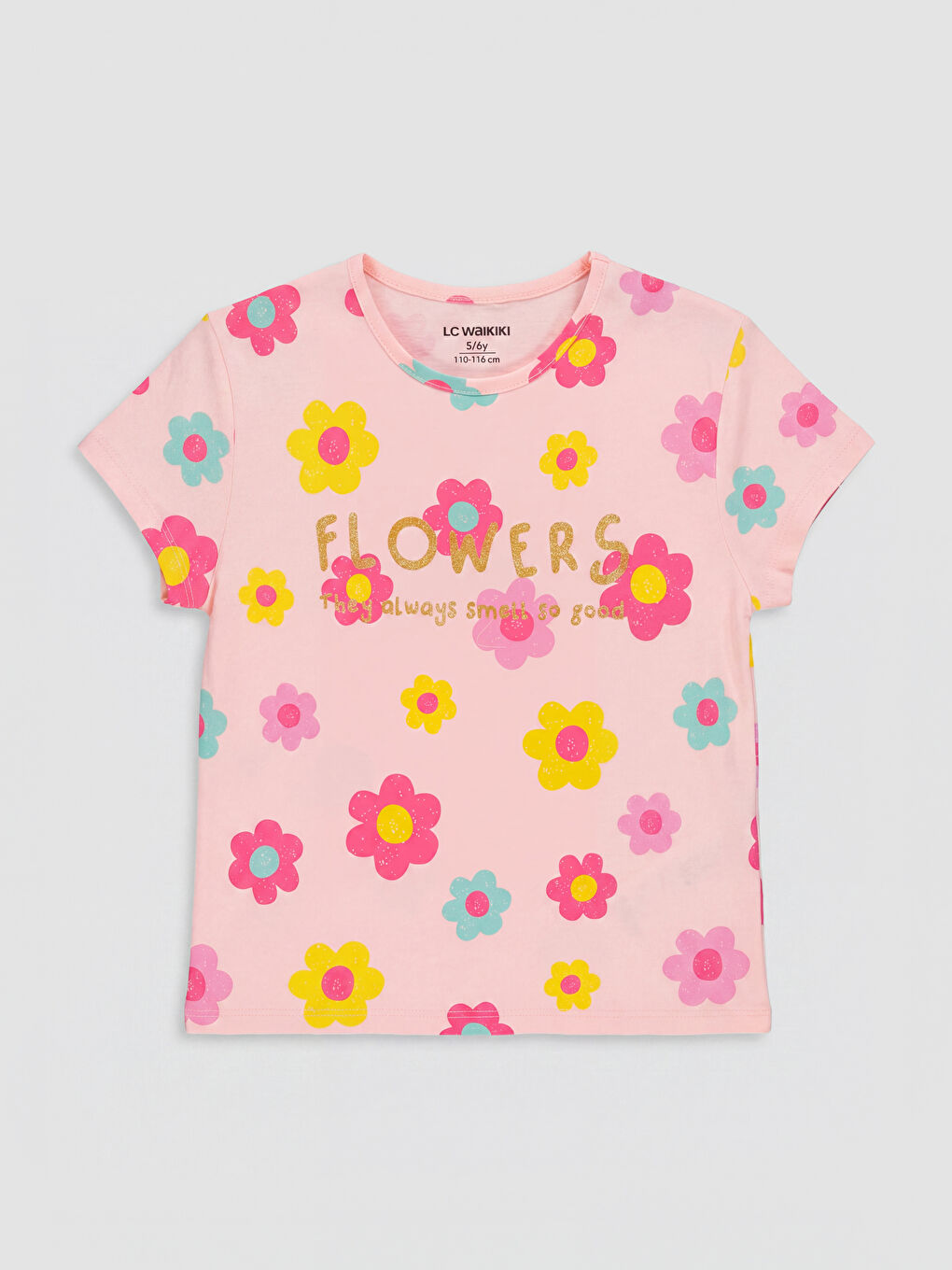 Flower Printed Girls' Jersey T-Shirt