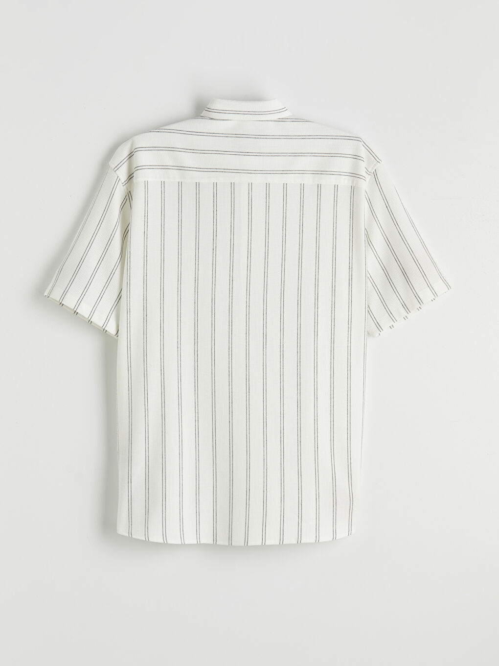 Ekru Regular Fit Kısa Kollu Çizgili Erkek Gömlek-1