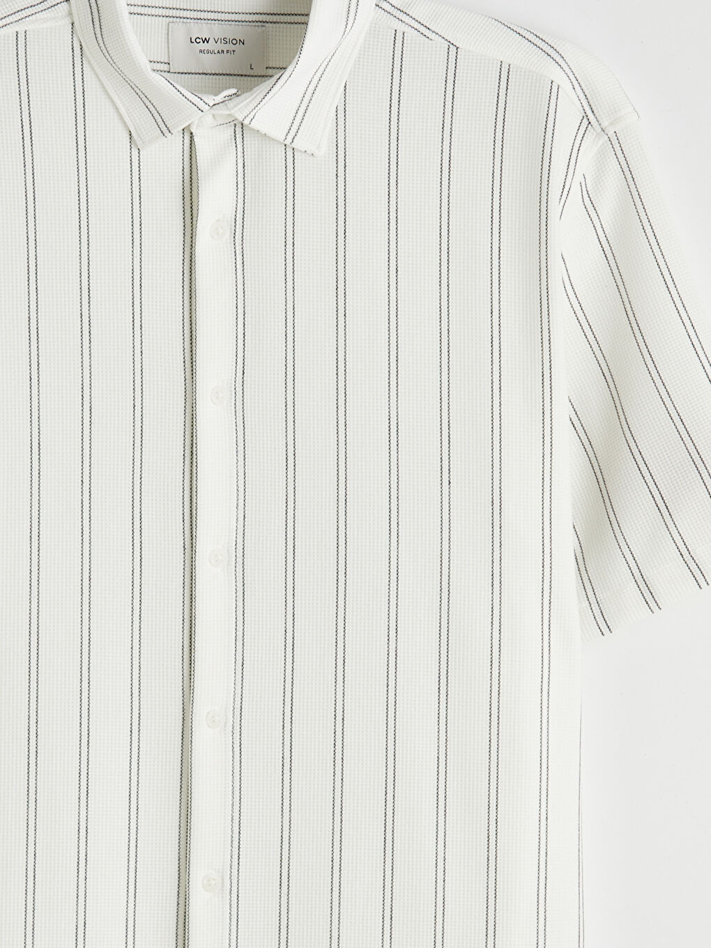 Ekru Regular Fit Kısa Kollu Çizgili Erkek Gömlek-2