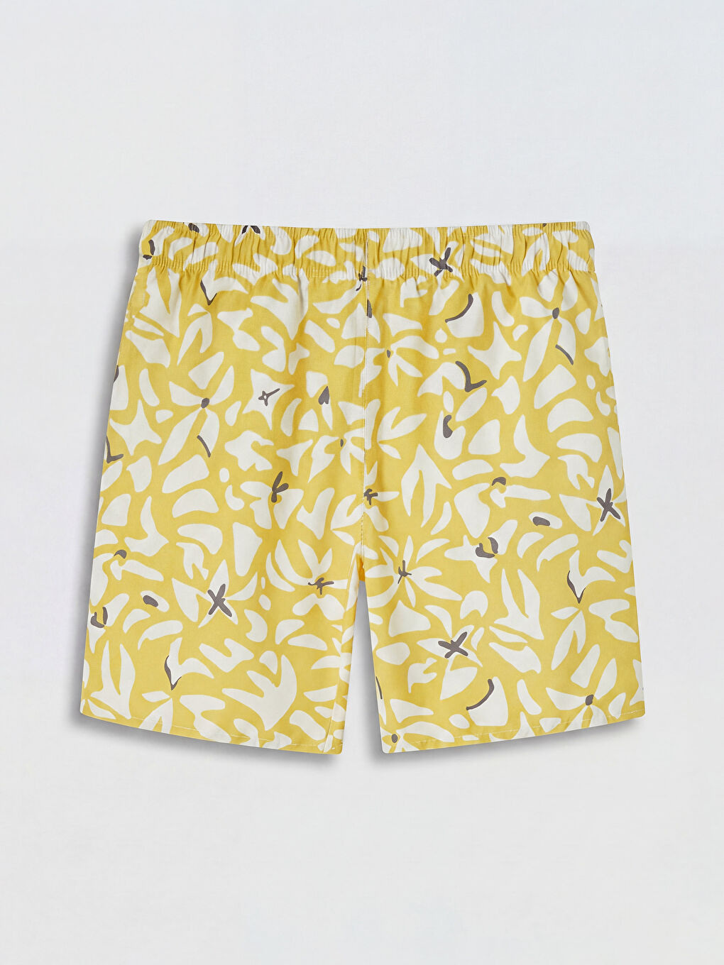 Sarı Kısa Boy Desenli Erkek Deniz Şortu-1