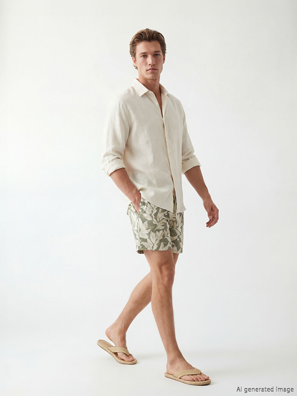 Short Patterned Men's Swim Shorts-2