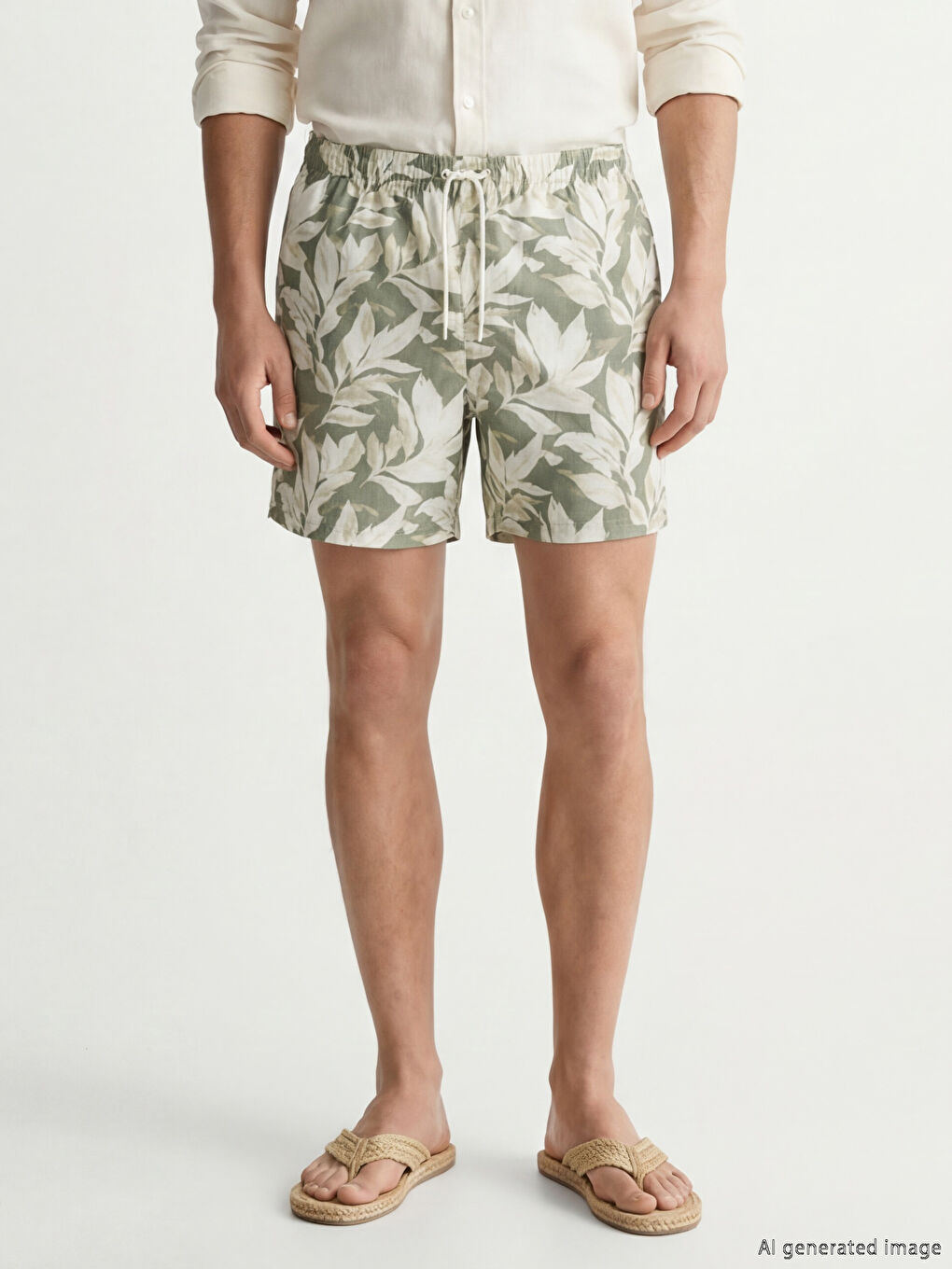 Short Patterned Men's Swim Shorts-3