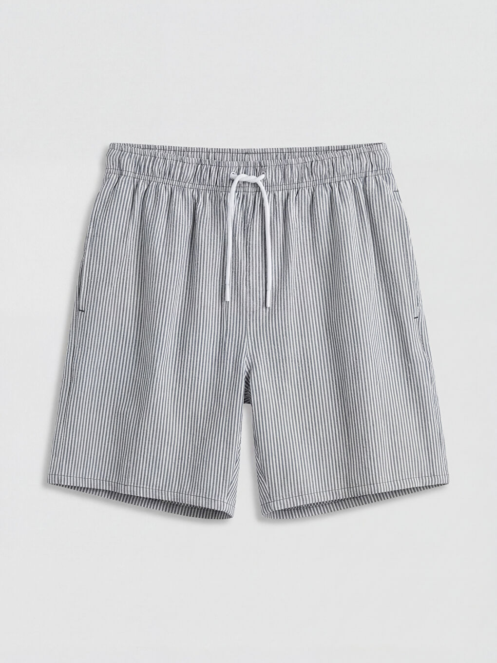 Lacivert Kısa Boy Çizgili Erkek Deniz Şortu