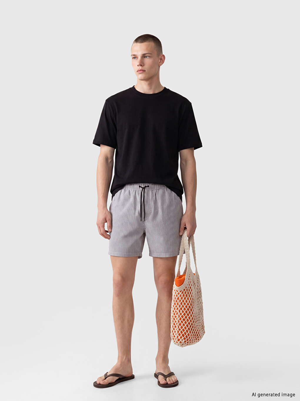 Short Striped Men's Swimming Shorts-1