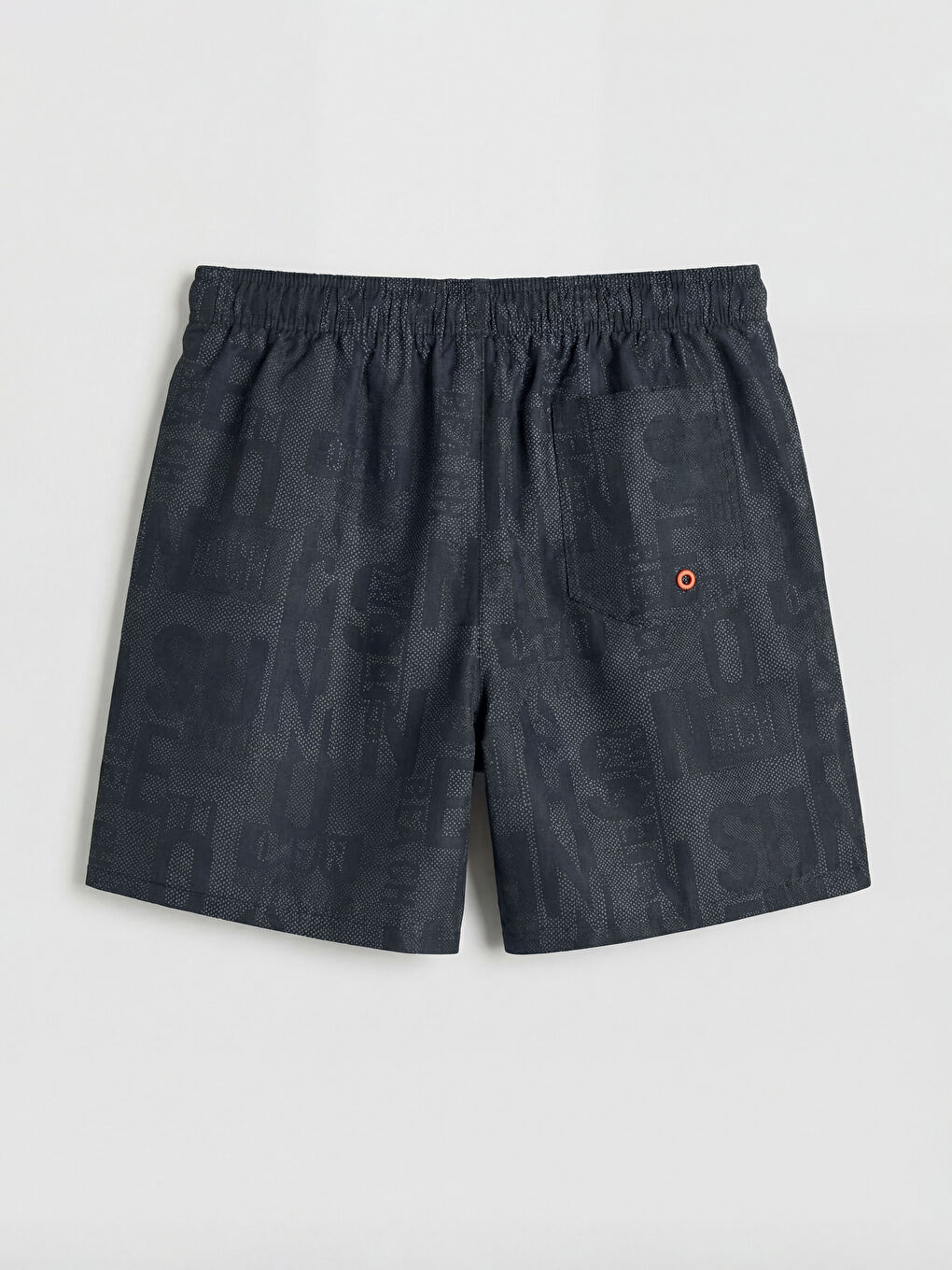 Siyah Kısa Boy Baskılı Erkek Deniz Şortu-1