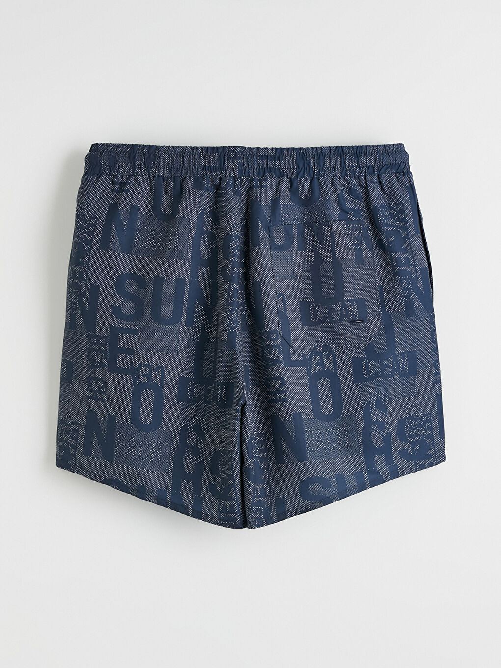 Lacivert Kısa Boy Yazı Baskılı Erkek Deniz Şortu-6