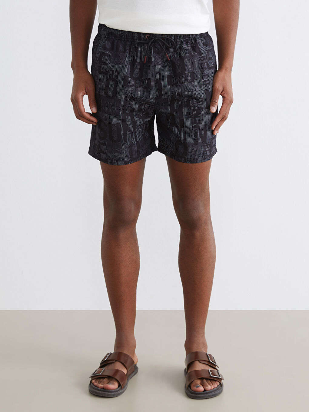 Мужские шорты для плавания с текстовым принтом-1