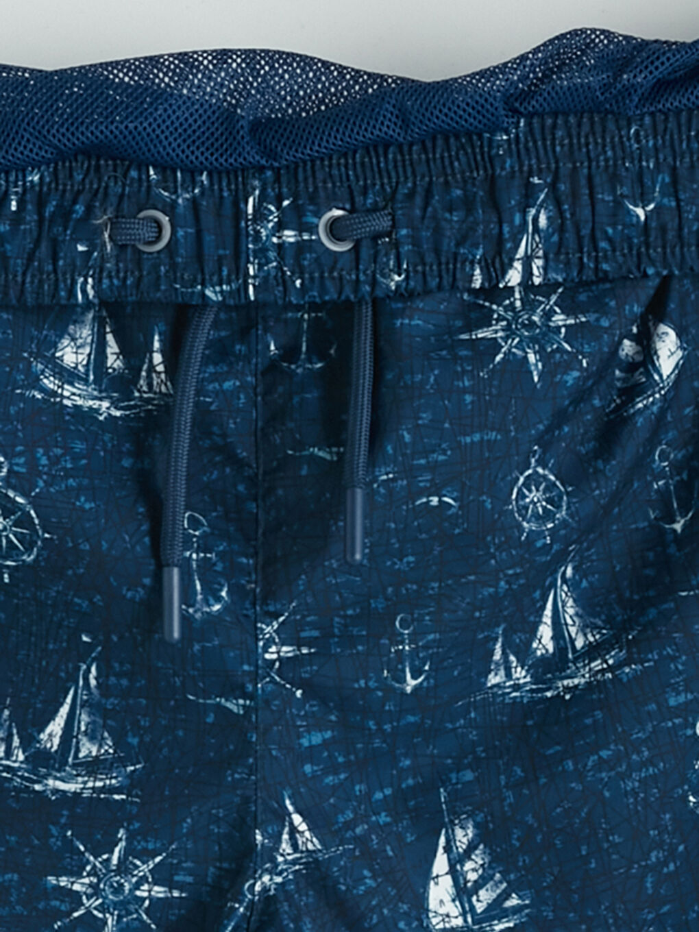 Lacivert Diz Hizası Boy Desenli Erkek Deniz Şortu-2