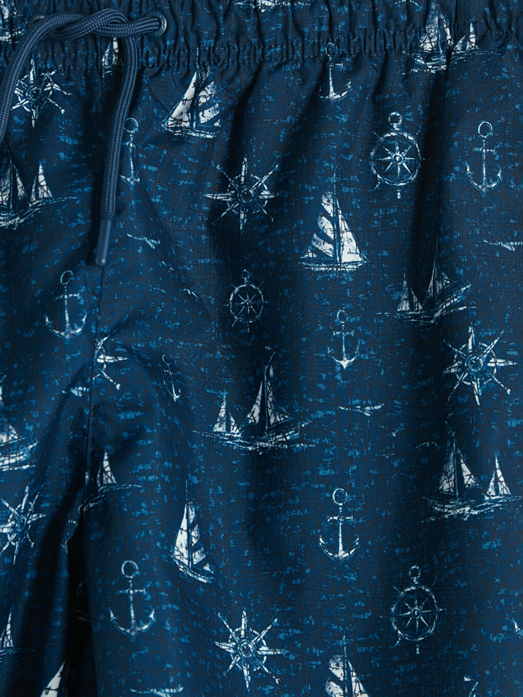 Lacivert Diz Hizası Boy Desenli Erkek Deniz Şortu-3