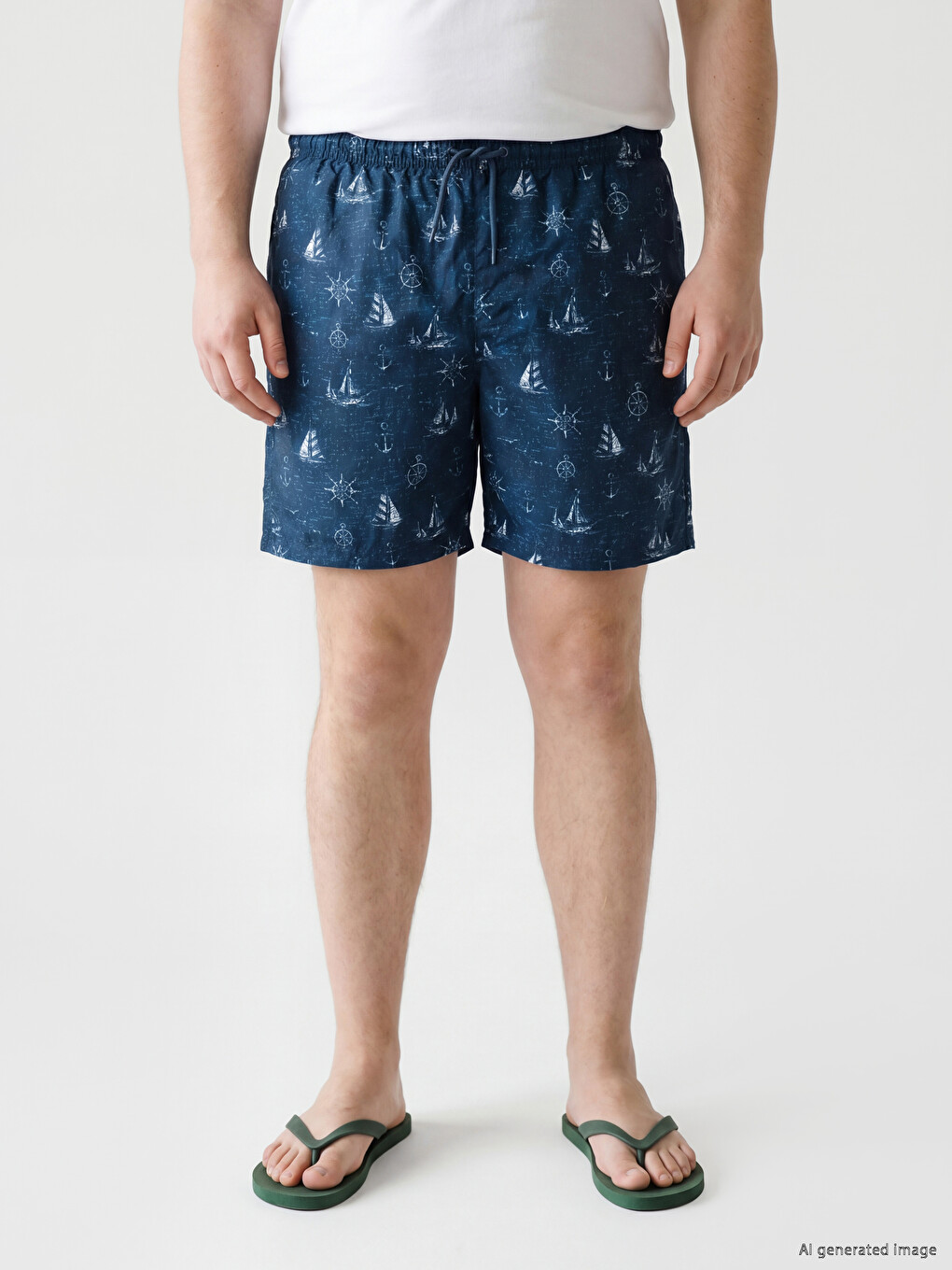 Knee Length Patterned Men's Swimming Shorts-1