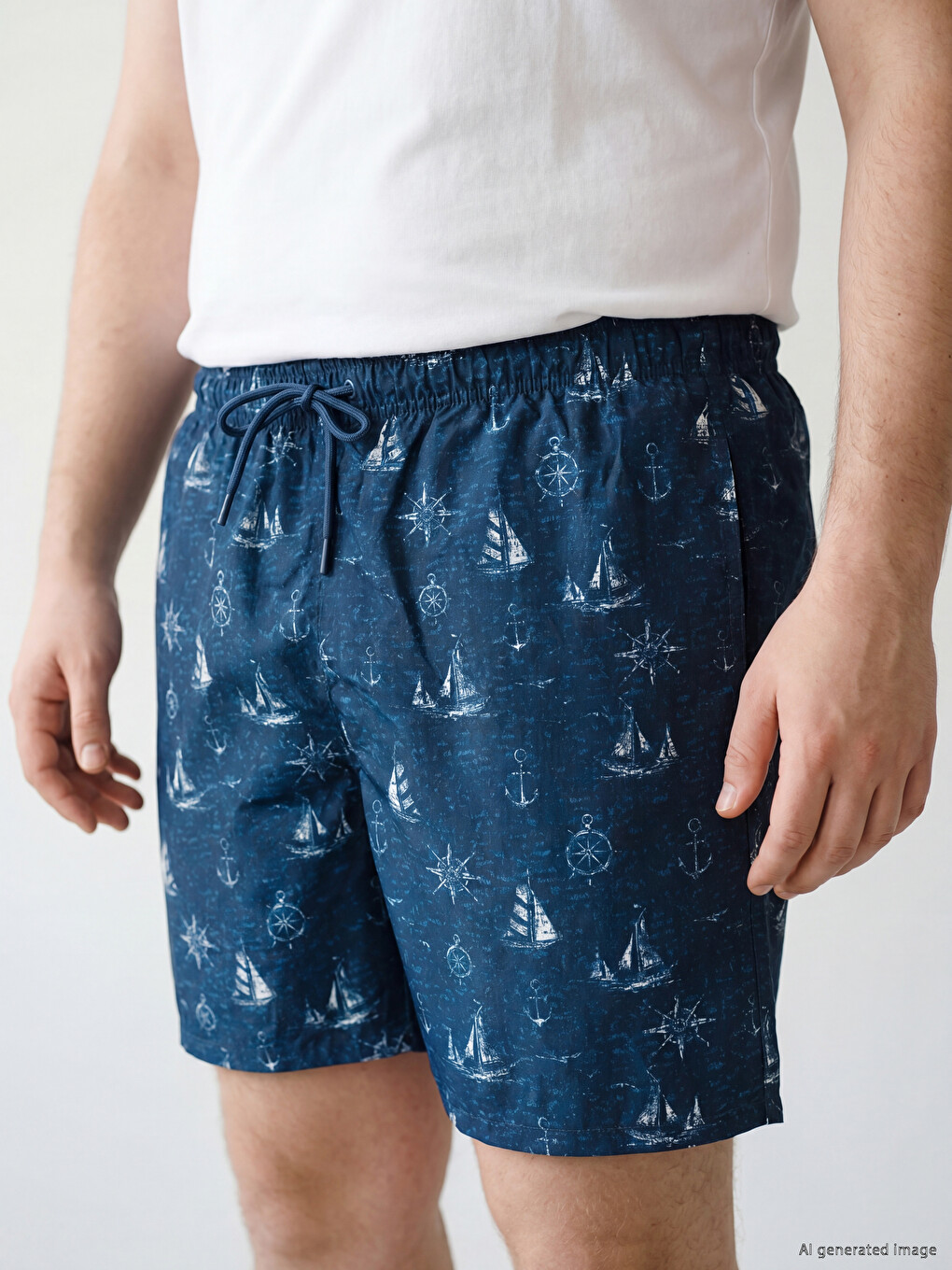 Knee Length Patterned Men's Swimming Shorts-2