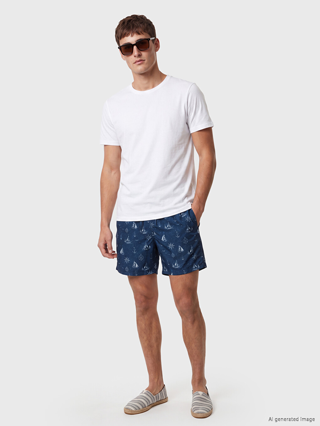 Knee Length Patterned Men's Swimming Shorts