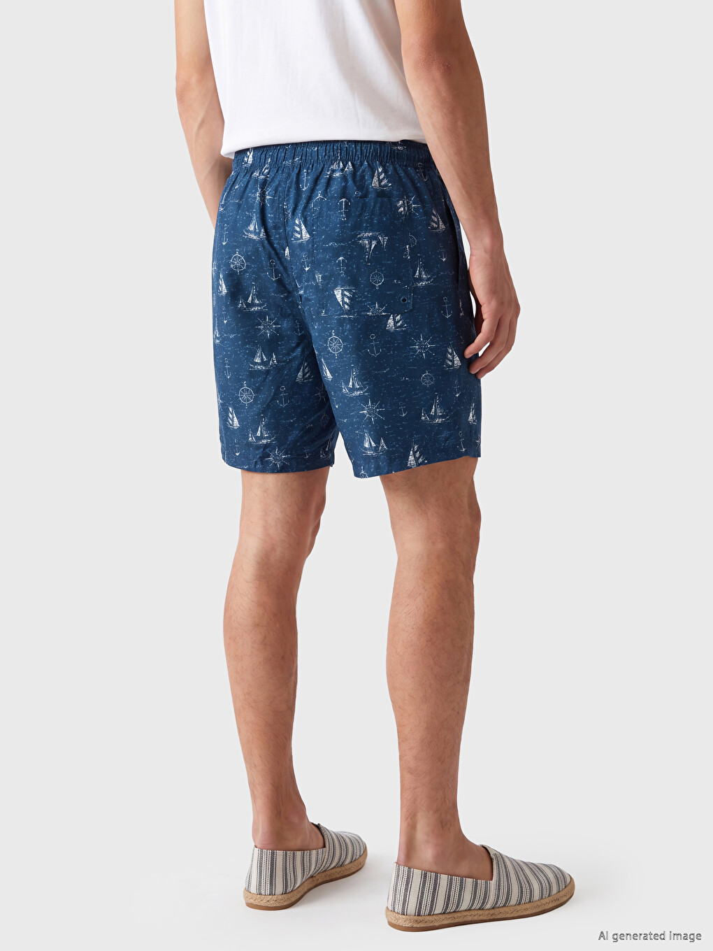 Knee Length Patterned Men's Swimming Shorts-1