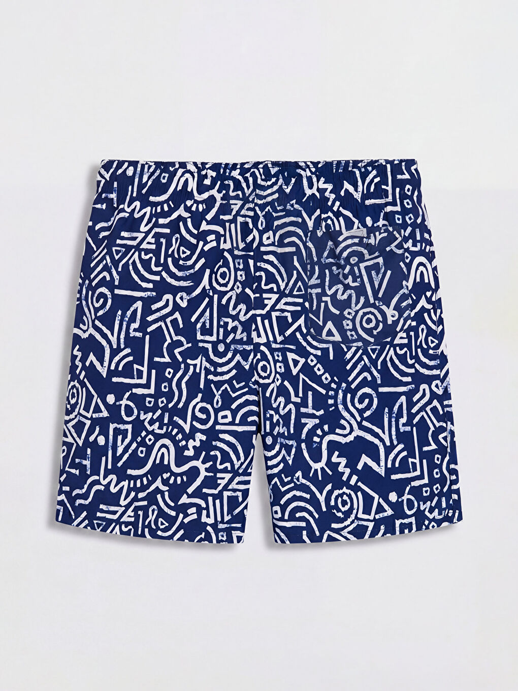 Lacivert Kısa Boy Desenli Erkek Deniz Şortu-1