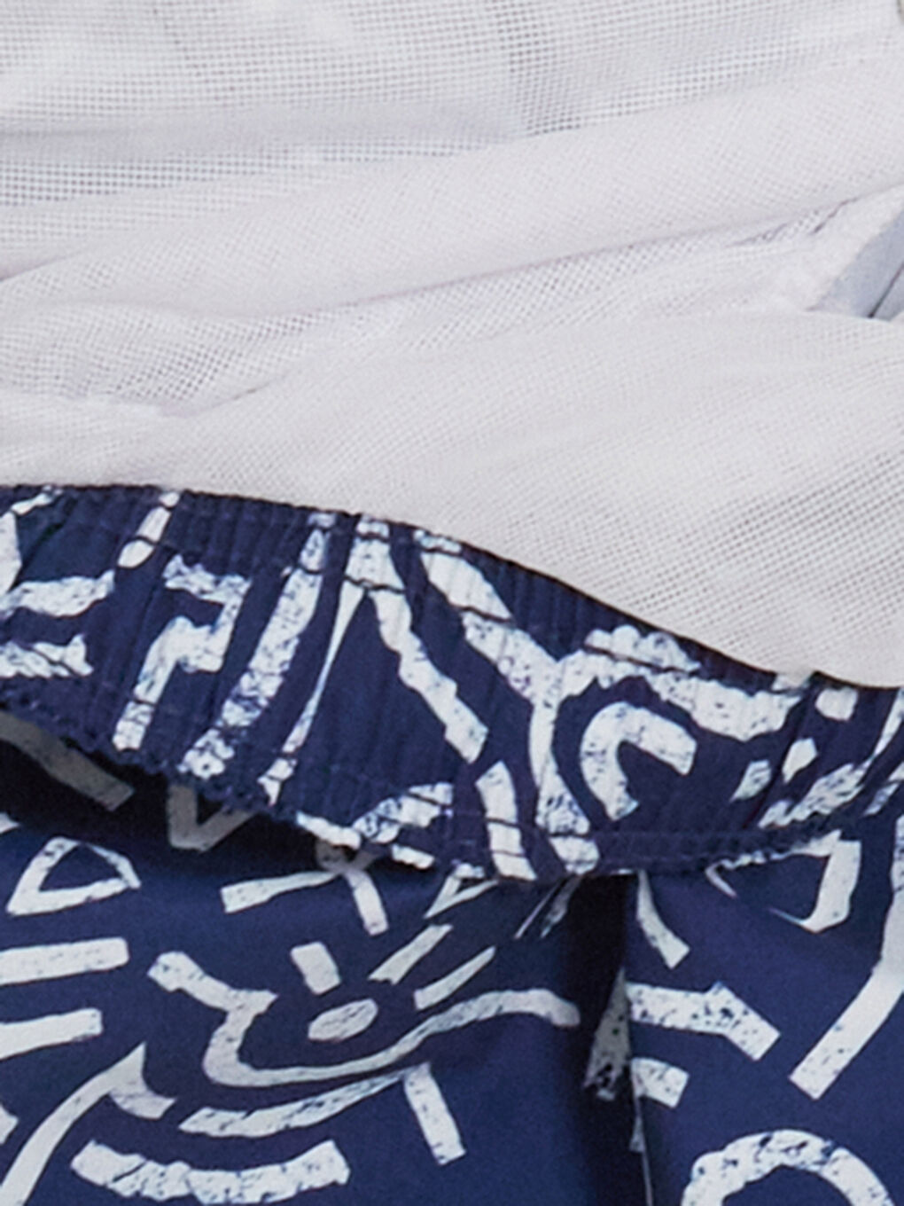 Lacivert Kısa Boy Desenli Erkek Deniz Şortu-3