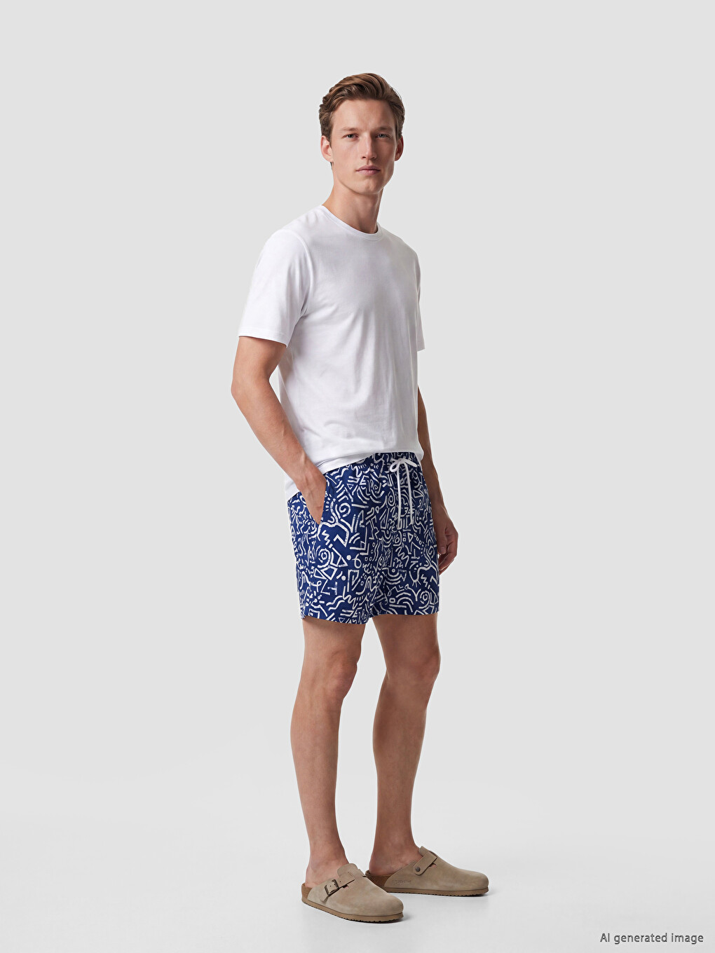Short Patterned Men's Swim Shorts