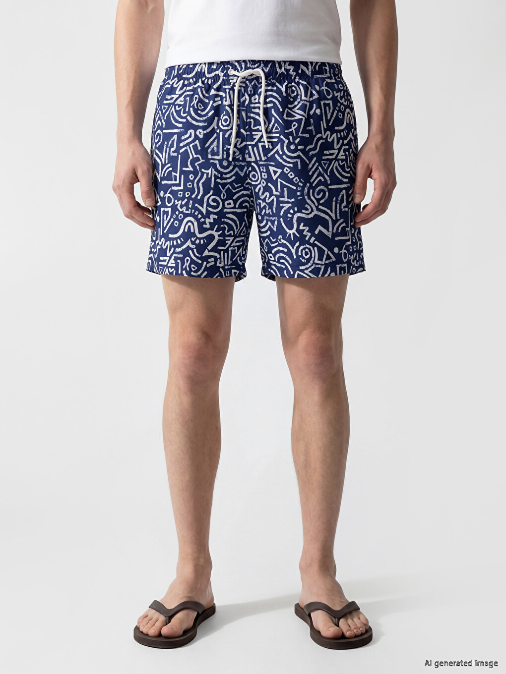 Short Patterned Men's Swim Shorts-1