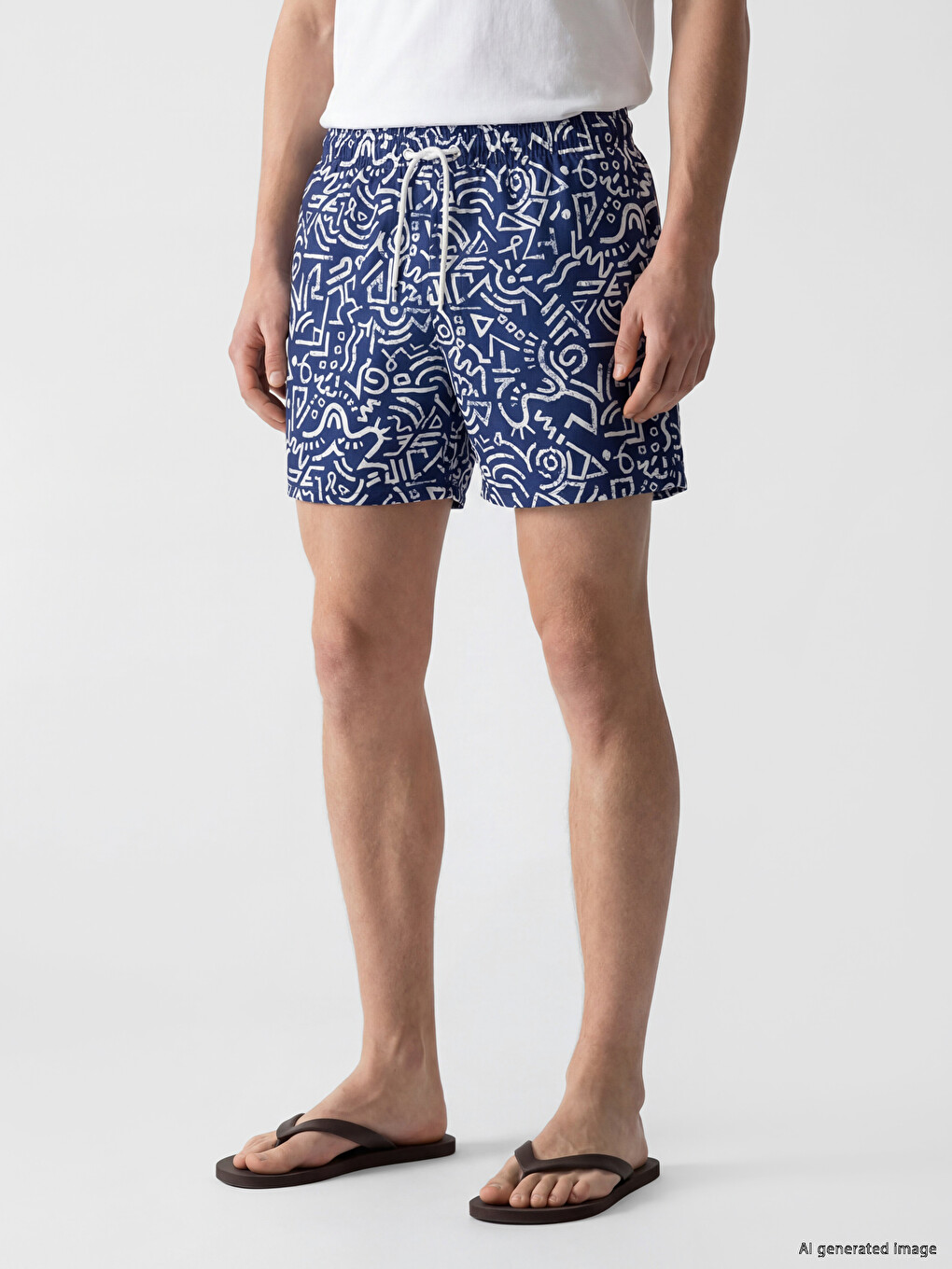 Short Patterned Men's Swim Shorts-2