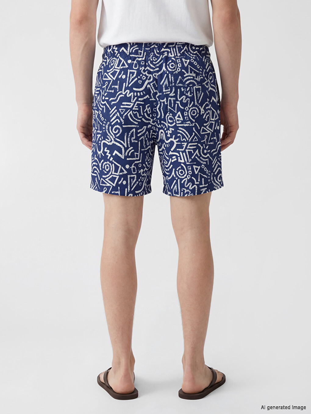Short Patterned Men's Swim Shorts-3