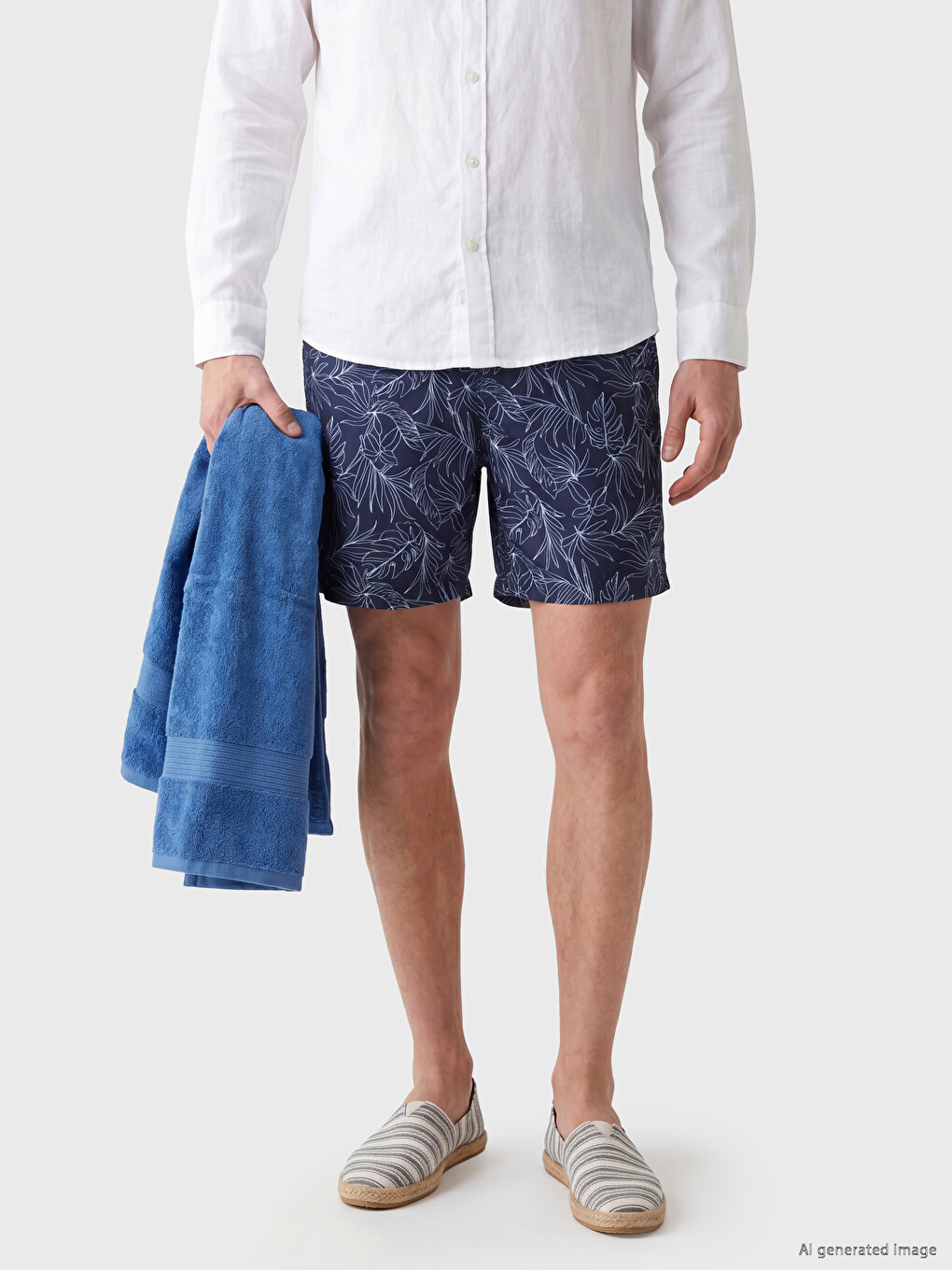 Knee Length Patterned Men's Swim Shorts