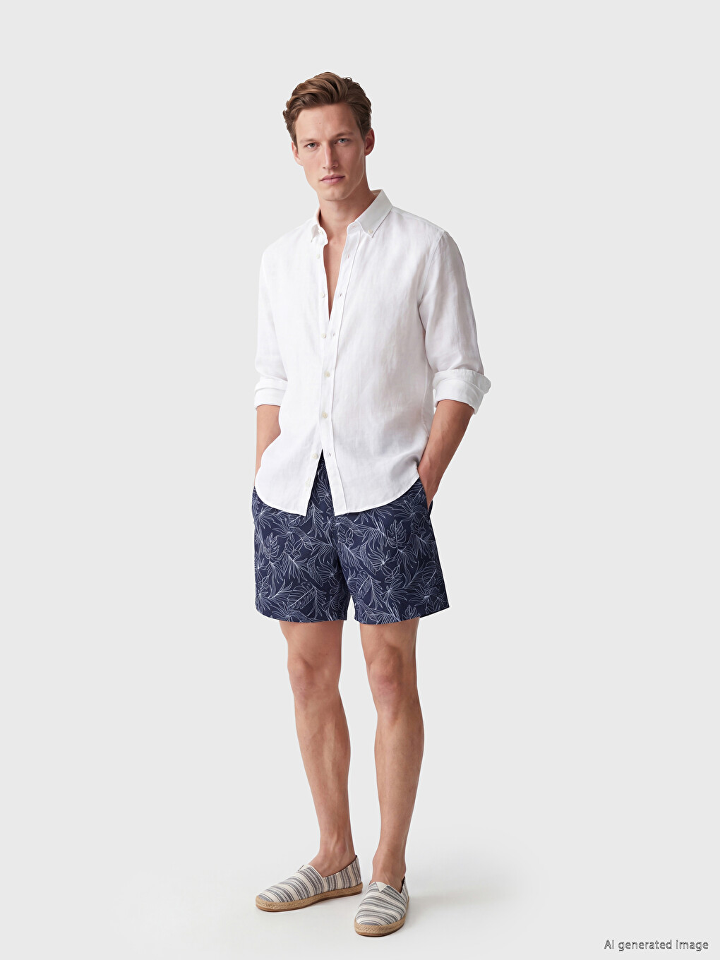 Knee Length Patterned Men's Swim Shorts-1