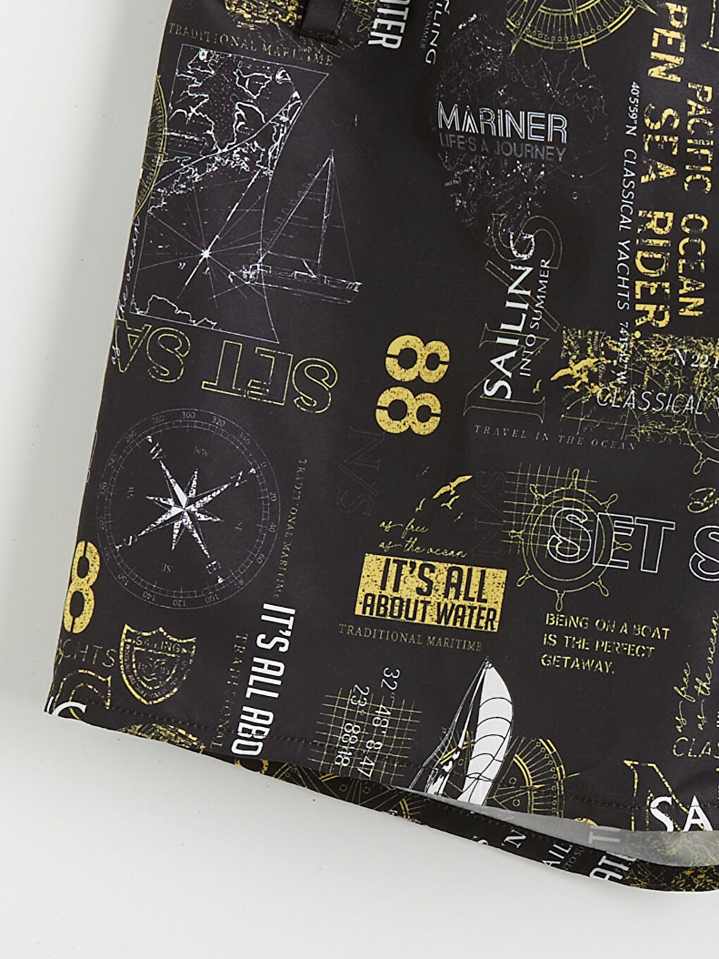 Antrasit Diz Hizası Boy Desenli Erkek Deniz Şortu-6