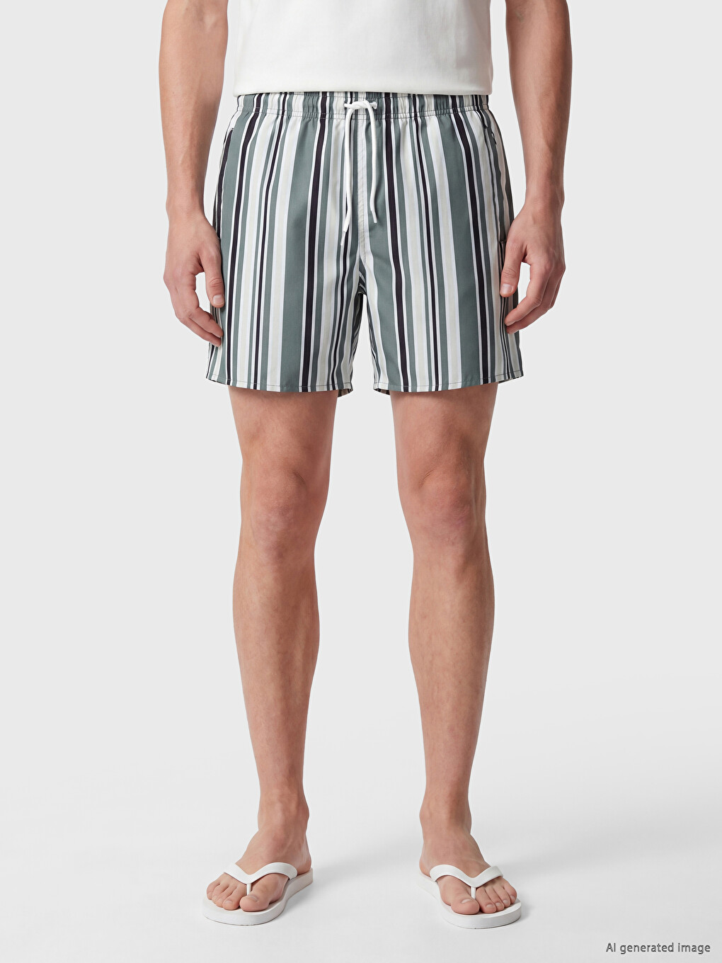 Short Striped Men's Swimming Shorts-1
