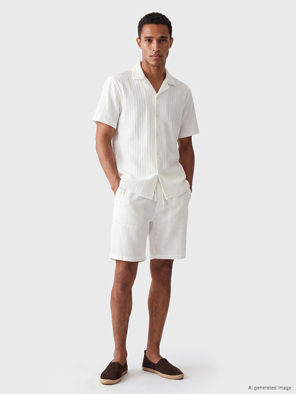 Regular Fit Camp Collar Textured Men's Basic Shirt-1