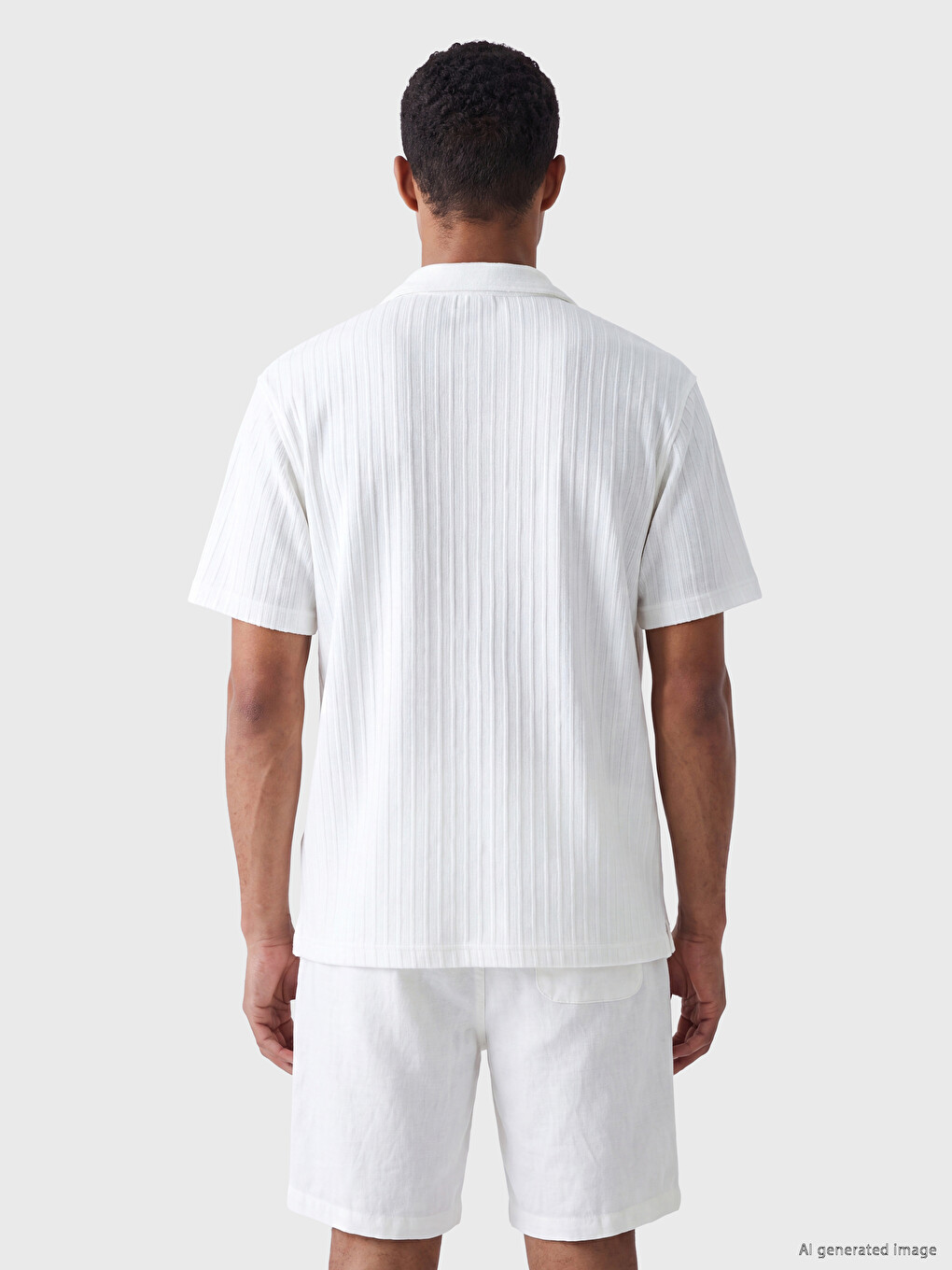 Regular Fit Camp Collar Textured Men's Basic Shirt-3
