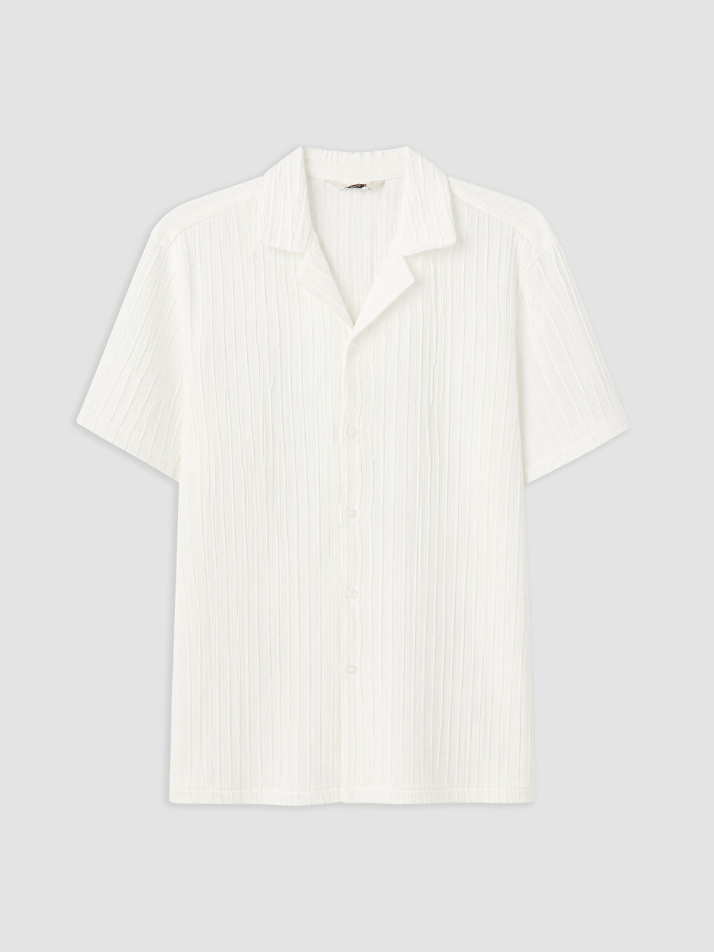 Regular Fit Camp Collar Textured Men's Basic Shirt-4