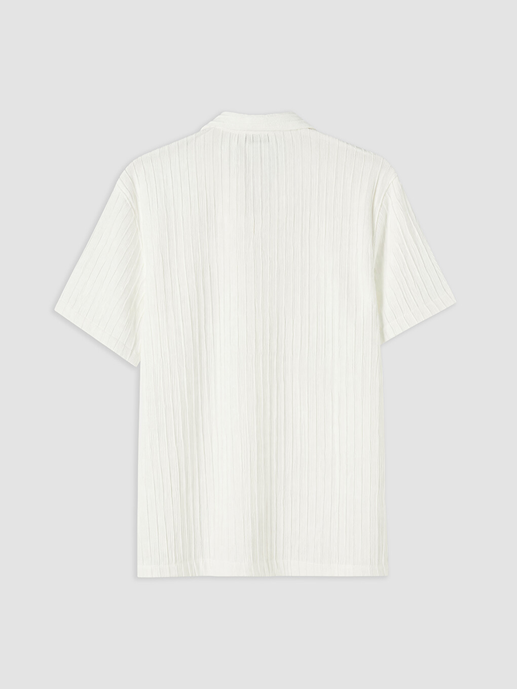 Regular Fit Camp Collar Textured Men's Basic Shirt-5