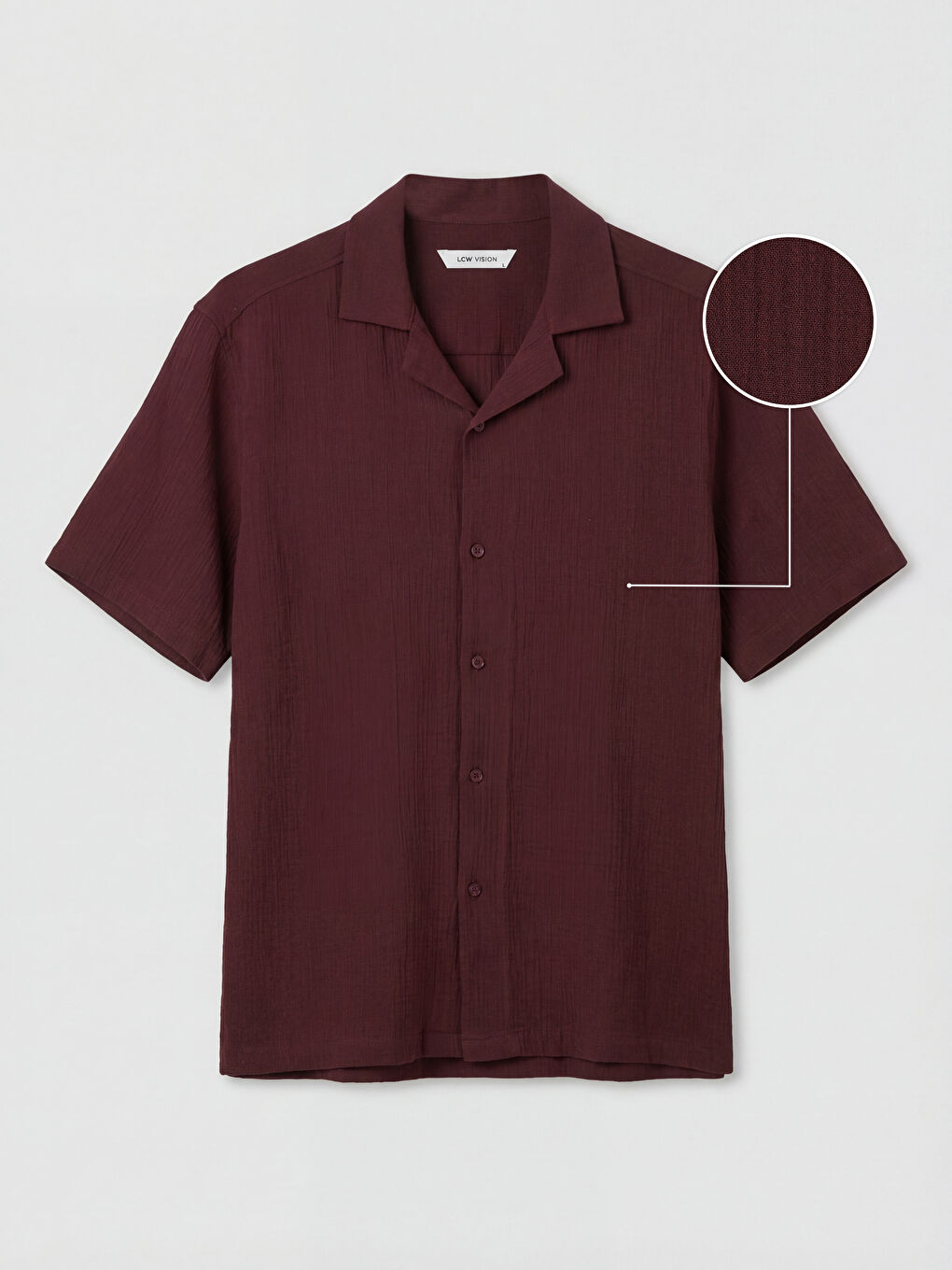 Bordo Regular Fit Resort Yaka Müslin Erkek Gömlek