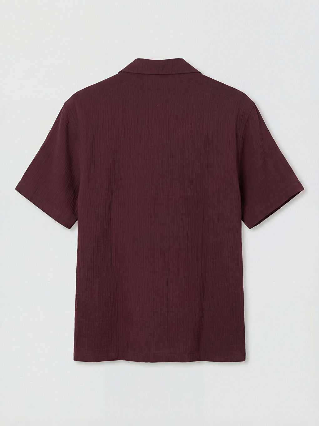Bordo Regular Fit Resort Yaka Müslin Erkek Gömlek-1