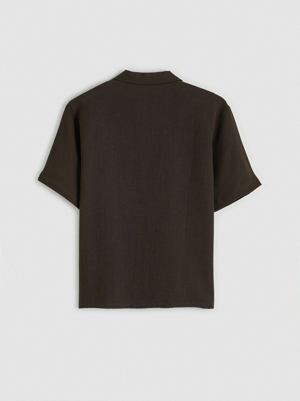 Kahverengi Regular Fit Resort Yaka Müslin Erkek Gömlek-5