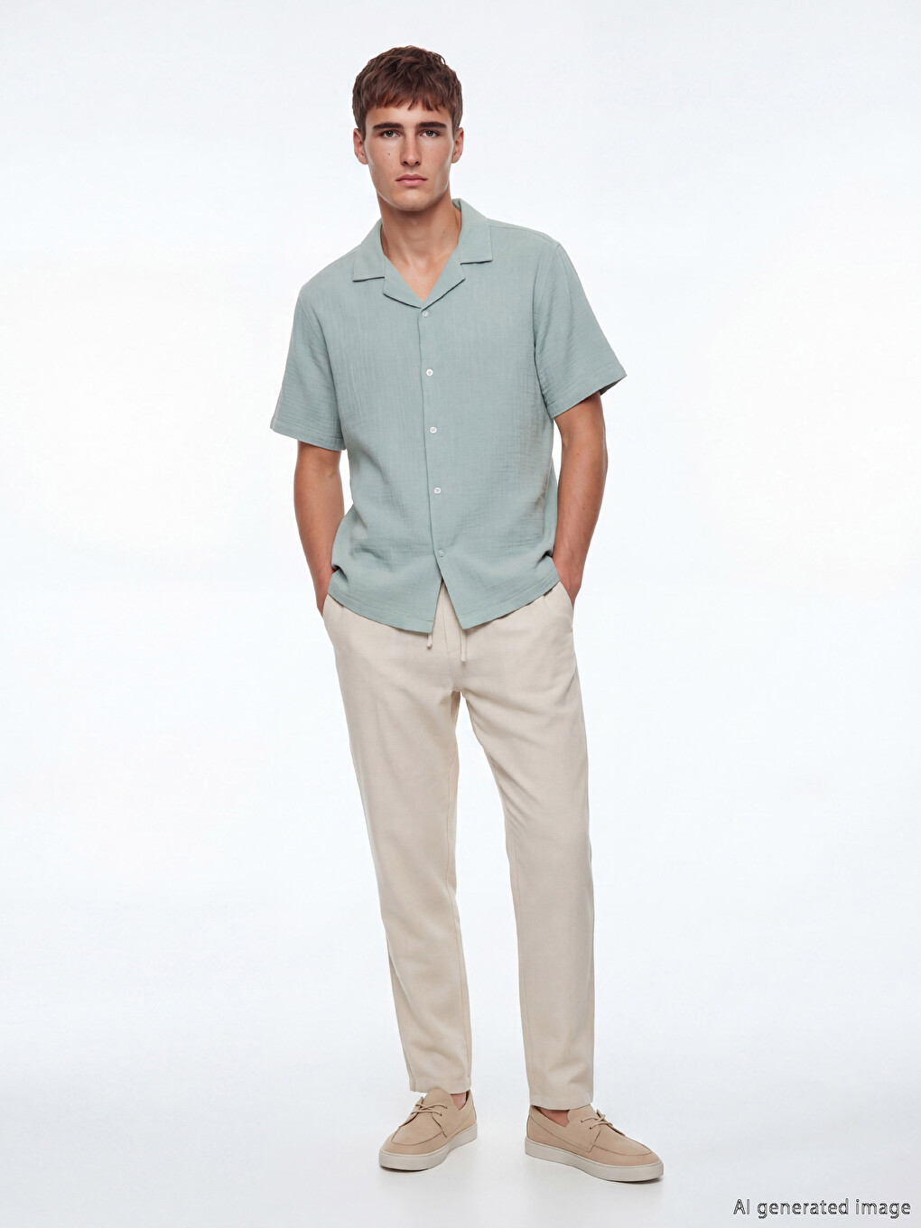 Chemise Homme en Mousseline à Col en Resort Coupe Régulière-1