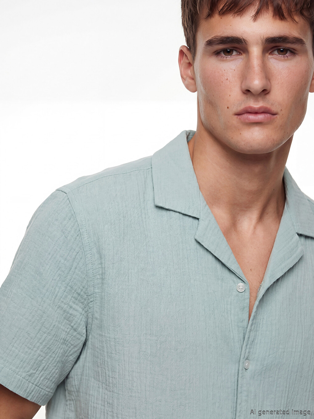 Chemise Homme en Mousseline à Col en Resort Coupe Régulière-2