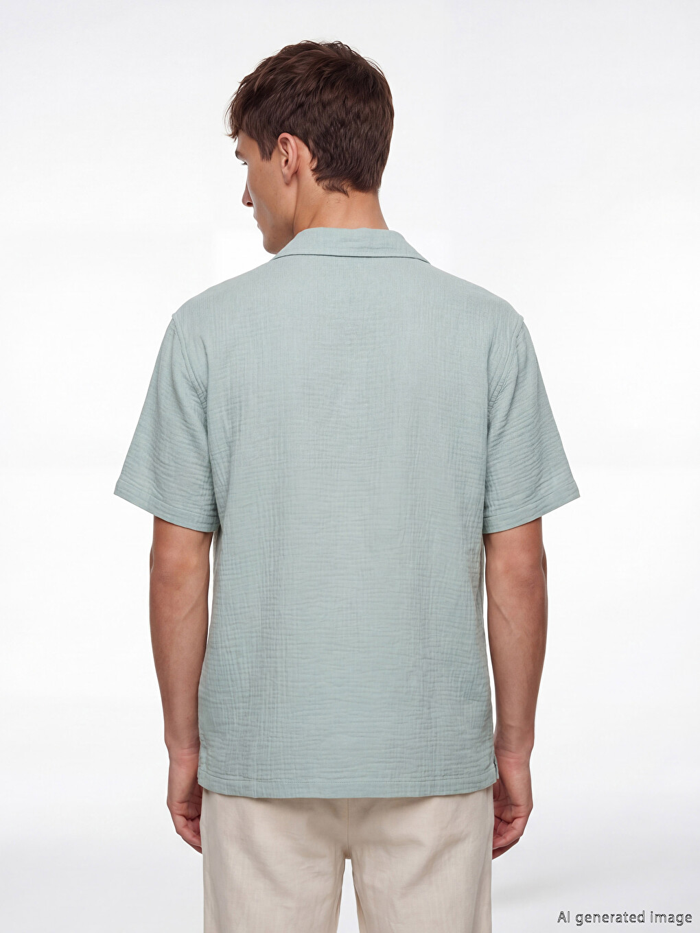 Chemise Homme en Mousseline à Col en Resort Coupe Régulière-3