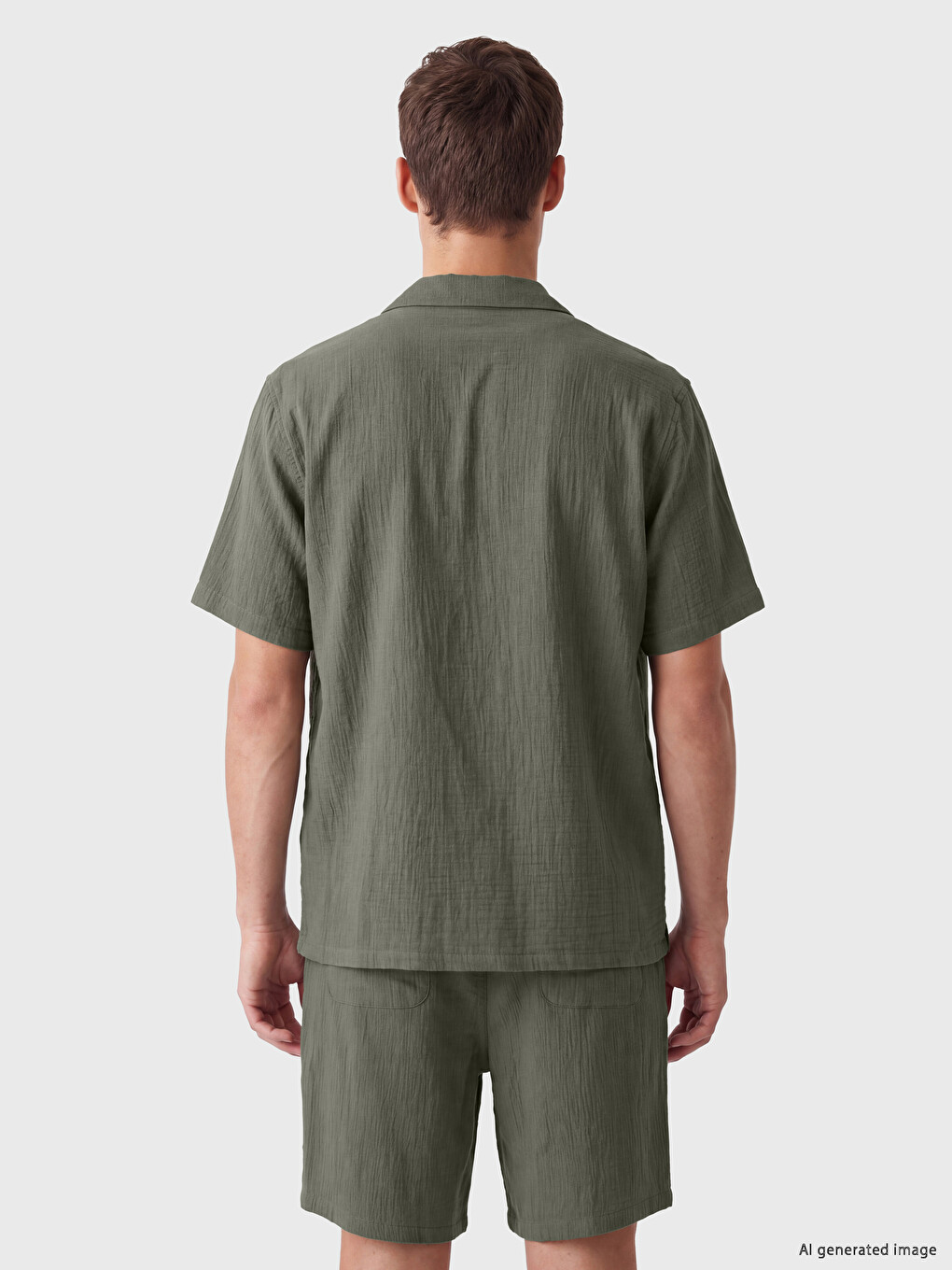 Haki Regular Fit Erkek Dokulu Gömlek-3